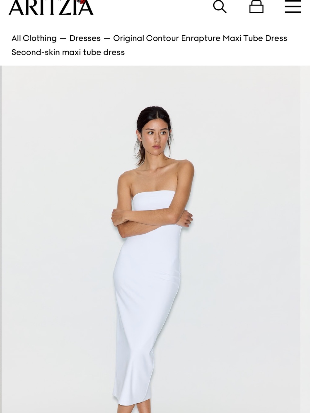Aritzia White Strapless Second-Skin Maxi Tube Dress